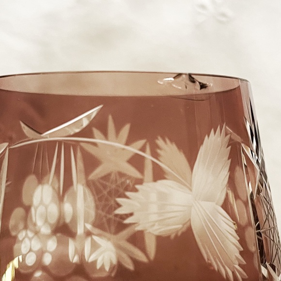 Two AJKA MARSALA Amethyst Cut to Clear Crystal Wine Goblet Glasses - Picture 10 of 10